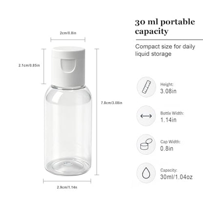 TRENDBOX 6 Pack Plastic Empty Bottles with Flip Cap for Shampoo, Lotions, Liquid Body Soap, Cream (1 oz / 30 ml) - size: 6 Count (Pack of 1)
