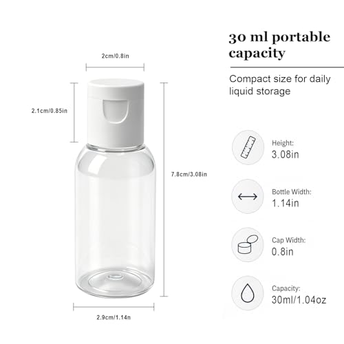 TRENDBOX 6 Pack Plastic Empty Bottles with Flip Cap for Shampoo, Lotions, Liquid Body Soap, Cream (1 oz / 30 ml) - size: 6 Count (Pack of 1)
