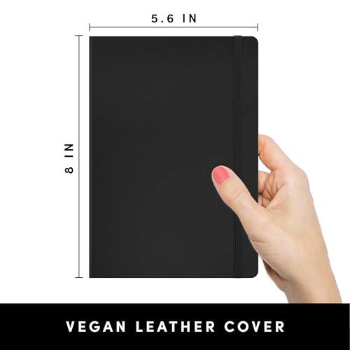 PAPERAGE Lined Journal Notebook, Hardcover Journal for Women & Men, 160 Pages, (5.6 in x 8 in), College Ruled Journaling Notebook for Work, School Supplies & Note Taking, (Black) - color: Black, style: A. Lined
