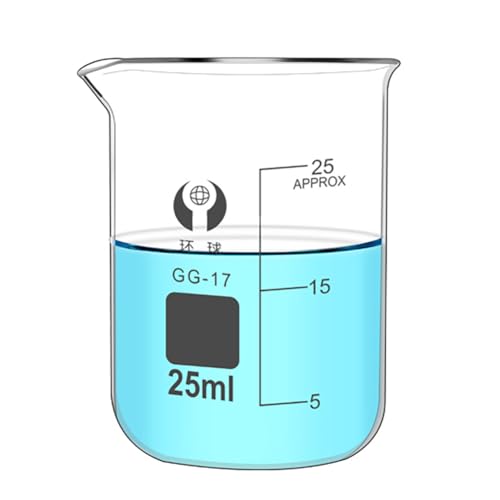 25ml Low Form Glass Beaker, 3.3 Borosilicate Glass Graduated Printed Scale Measuring Cups with Spout for Kitchen Lab Liquids,4 PACK - color: 25ml