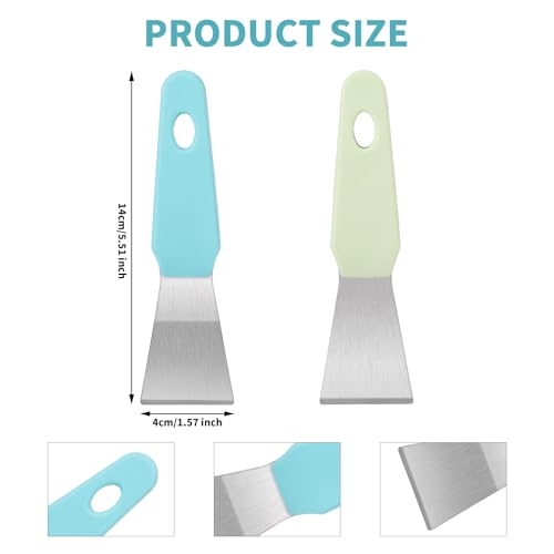 2pcs Professional 3D Printer Scraper, Stainless Steel 3D Printer Spatulas Straight & Curved, Metal Safe Model Removal Tools, 3D Paint Stripping Supplies Accessories Without Damage Build(Green, Blue)