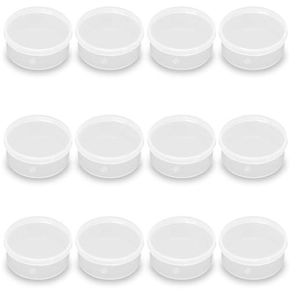 12 Pcs Clear Plastic Round Storage Jars, 1.7 oz D/2.32 x H/1.02 Inch Beads Storage Containers Box for Storage Small Items, Hardware, Buttons, Small Jewelry - size: 50ml / 2.32"D x 1.02"H