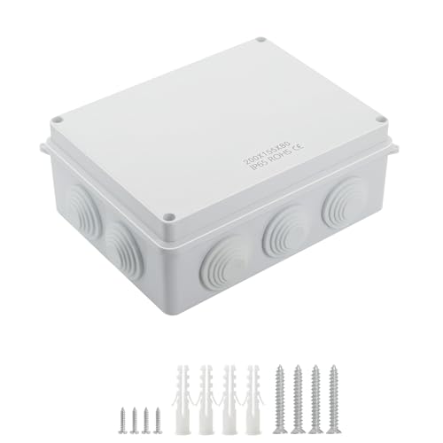 LeMotech ABS Plastic Dustproof Waterproof IP65 Junction Box Universal Electrical Project Enclosure White 7.8 x 6.1 x 3.1 inch (200 x 155 x 80 mm) - size: 7.8" x 6.1" x 3.1" (1pc)