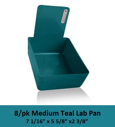 8/Pk Medium Medical Pro Lab Pan Dental Working Lab Pan Plastic with Stainless Steel Clip (Teal) - color: Teal