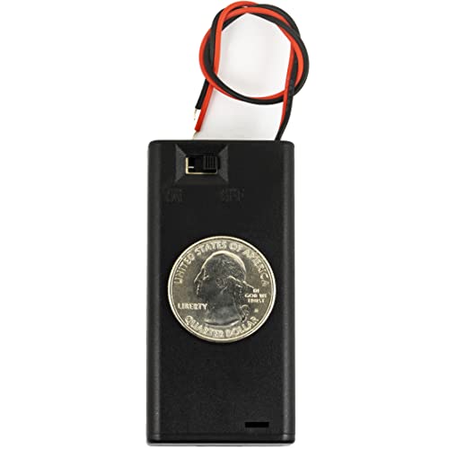 whiteeeen 2pcs 2 AA Battery Box Case with Switch Cover Black Plastic Cell Holder Spring Clip Wire Leads (2X 1.5V, Total 3V) - size: AA 2x1.5V Box with Switch (2pcs)