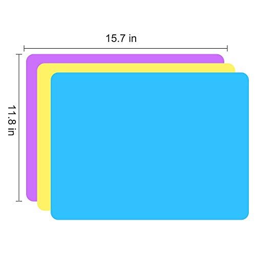 3 Pcs Silicone Mats Sheets Silicone Mats for Crafts Resin Jewelry Molds - color: Blue& Purple & Yellow