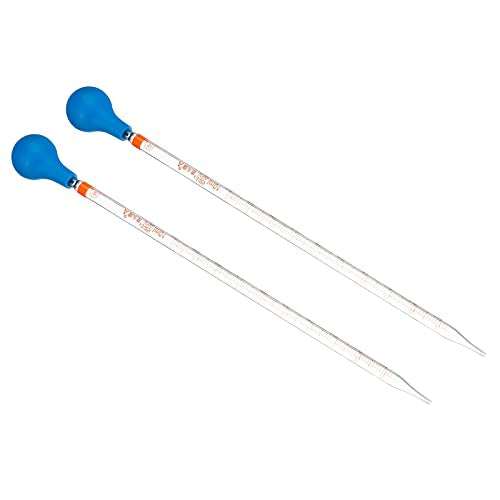 PATIKIL Graduated Dropper Pipettes Kit, 2pcs 10ml Borosilicate Glass Pipette with Rubber Cap for Transfer Liquid for Lab, Chemistry, Clear - size: 10ml