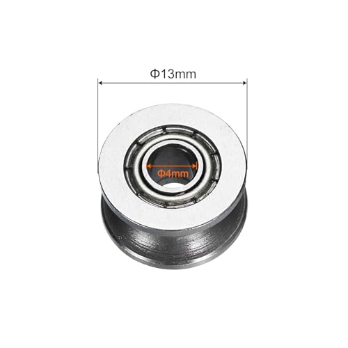 uxcell 12pcs U624ZZ U Groove Track Guide Bearing 4x13x7mm U Groove Roller Wheel Carbon Steel Bearings, ABEC3 - size: TU0310