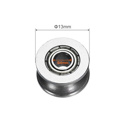 uxcell 12pcs U624ZZ U Groove Track Guide Bearing 4x13x7mm U Groove Roller Wheel Carbon Steel Bearings, ABEC3 - size: TU0310