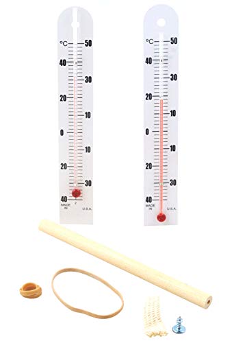 EISCO 15PK Sling Psychrometer Classroom Kit - Includes Dry Bulb & Wet Bulb Thermometers, Handle, Cloth Sleeve, Screw, Rubber Bands, Psychrometric Chart - Determine Relative Humidity & Dew Point