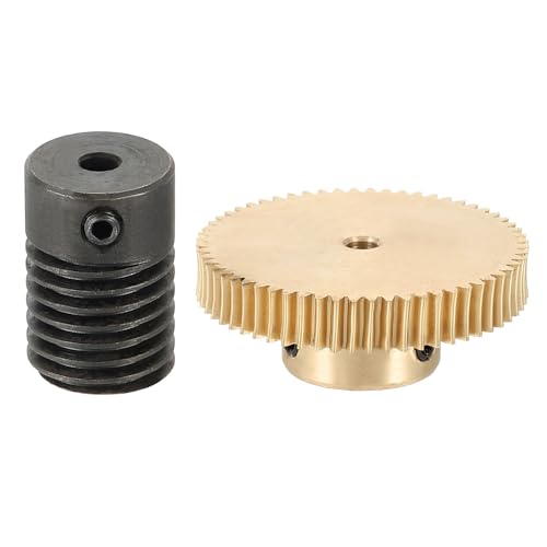 uxcell Worm Gear Set 60T 0.5 Module 60:1 Reduction Rate, Right Rotation Drive Gear Box Wheel Reduce Transmission Part (Brass Gear-3mm Bore, #45 Steel Rod 3mm Bore) - size: Gear-3mm, Rod-3mm Bore, style: 0.5M-60T