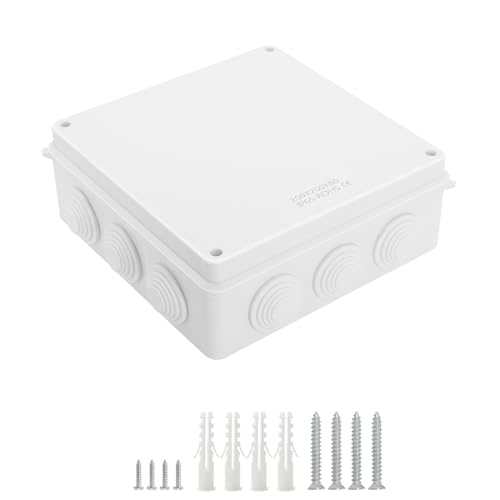 LeMotech ABS Plastic Dustproof Waterproof IP65 Junction Box Universal Electrical Project Enclosure White 7.9 x 7.9 x 3.1 inch (200 x 200 x 80 mm) - size: 7.9" x 7.9" x 3.1" (1pc)