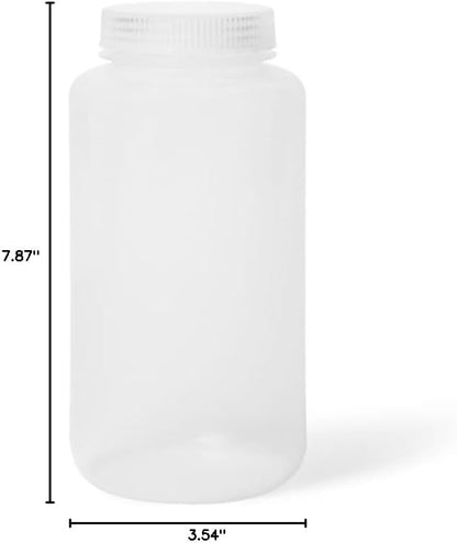 United Scientific™ Sample Bottles with Lids, Polypropylene, 1000ml, 6-Pack - size: 32 oz (Pack of 6)