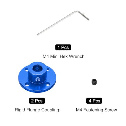 MECCANIXITY 2pcs 8mm Bore Rigid Blue Flange Coupling Connector Aluminum Hub - color: Blue