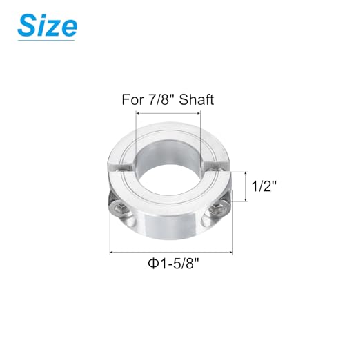 uxcell Double Split Clamp-On Shaft Collar 7/8" Bore, Aluminum Alloy - size: 7/8"