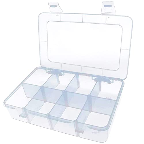 Xiaoyztan Bead Organizer Box Adjustable Dividers 8 Grids Clear 7.3x4.9 Inch - size: 7.3x4.9x1.65 in