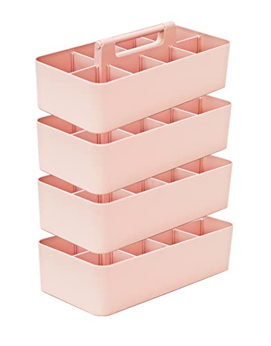 -Large Portable Caddy, DIY Dividers, 8 Compartments, School Home Business Organizer,Portable Basket with Handle Storage Organizer Modern Made in USA (4 PACK, Indie Pink) - color: Indie Pink, size: 4 PACK