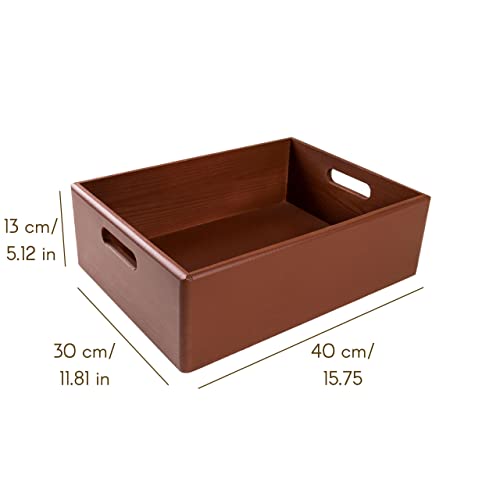Creative Deco XL Brown Wooden Crate Nesting Crate Handles - color: Brown, size: XL