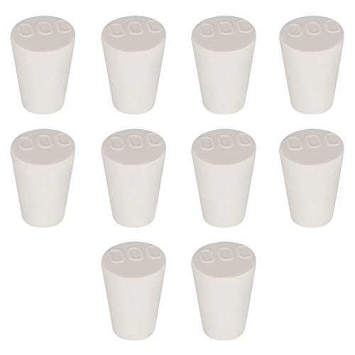 Labasics 10PK 000# Solid Rubber Stoppers - Size: 0.35" Bottle, 0.51" Top, 0.67" Length - White Tapered Lab Seal Rubber Stoppers - size: 000#