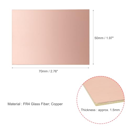 uxcell 5pcs 70x50mm Double Sided Copper Clad Laminate PCB Circuit Board FR4 1.5mm Thickness DIY Prototyping PCB Board - size: 70mmx50mmx1.5mm