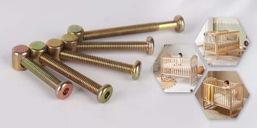Baby Bed Frame Bolts, Crib Screws Hardware ReplacementKit M6x20/40/60/80mm Hex Drive Socket Cap Screws Barrel Nuts Wooden Dowel Kit for Beds Chairs Furniture et (Silver-26set) - size: Silver-26set