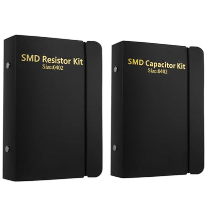 SMD 0402 Resistors Kit Bundle with 0402 Capacitors Assortment Folder- Sample Book Kit for Electronic Components.