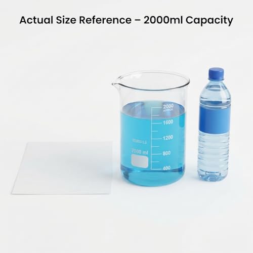 QWORK Borosilicate Glass 2000ml Beaker – Double Scale Measuring Cup for Lab, Classroom & Experiment Use