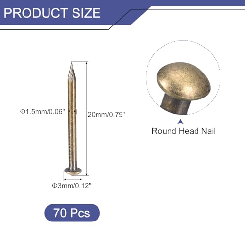 uxcell 70Pcs Small Tiny Nails 1.5x20mm(DxL) Tiny Brass Nails Hardware - color: Bronze, size: 1.5x20mm