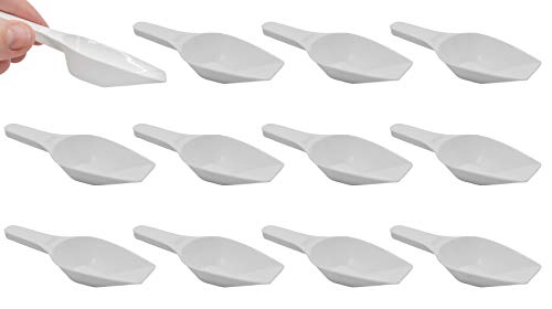 EISCO 12PK Scoops, 10ml (0.3oz) - Polypropylene Plastic - Flat Bottom - Excellent for Measuring & Weighing - Autoclavable