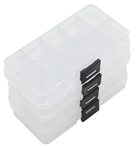Yansanido 4 Pcs 10 Grids 5 Inch x 2.5 Inch Adjustable Small Removable Plastic Jewelry Organizer Divider Storage Box Jewelry Earring Tool Containers (Clear Black) - color: Clear Black
