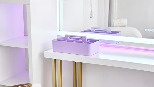 2 PACK Portable DIY 8 Dividers Durable Plastic Tote Tool & Supply Cleaning Caddy with Handle Made In USA (Lavender) - color: Lavender