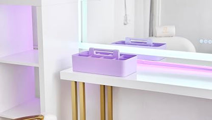 2 PACK Portable DIY 8 Dividers Durable Plastic Tote Tool & Supply Cleaning Caddy with Handle Made In USA (Lavender) - color: Lavender