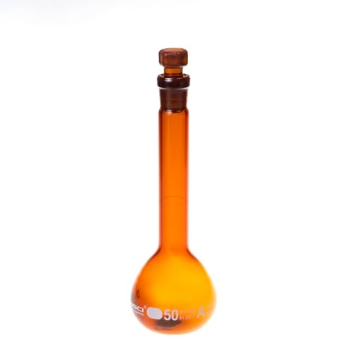 2PCS 50ML Volumetric Flask, Class A, Glass Stopper for Laboratory - color: Amber Glass, size: 50ML