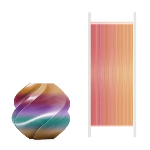 Bamboo Lab PLA Silk Multi-Color 3D Printer Filament 1.75mm for Bambu Lab X1/X1C/P1P/P1S/AMS, Silk Shiny Multi Color PLA 1KG Easy Printing & Eco Friendly with RFI (Not Recommend for A1 Series) - color: Gradient Light Rainbow 13912
