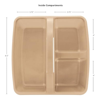 Teacher Created Resources Light Brown Portable Plastic Storage Caddy 6-Pack for Classrooms, Kids Room, and Office Organization, 3 Compartments