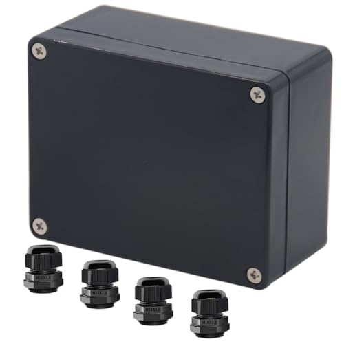 Project Box ABS Black Electrical Boxes IP65 Outdoor Waterproof Box Electronic Junction Box Power Enclosure with Cable Glands for DIY Project 4.53 x 3.54 x 2.17 inch (115x90x55mm) - size: 4.53"x3.54"x2.17"