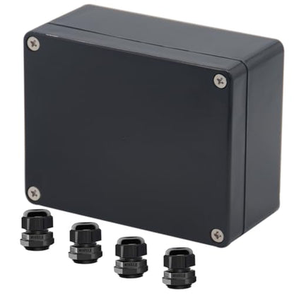 Project Box ABS Black Electrical Boxes IP65 Outdoor Waterproof Box Electronic Junction Box Power Enclosure with Cable Glands for DIY Project 4.53 x 3.54 x 2.17 inch (115x90x55mm) - size: 4.53"x3.54"x2.17"