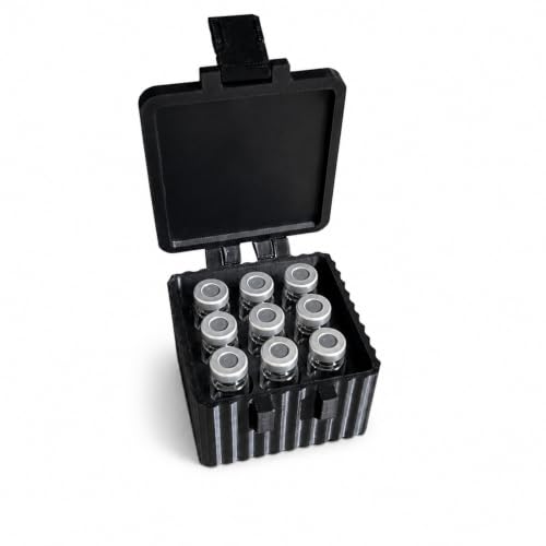Peptide Case for Fridge, Vial Storage Box Holds 9 Vials 2ml 3ml, Black - color: Black