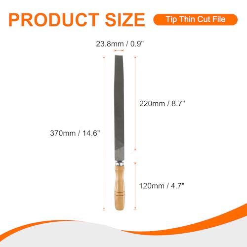 HARFINGTON Tip Thin Cut File 10" Double Cut Teeth High Carbon Steel Hand Rasp File with Wood Handle for Metal Wood Deburring Removing - size: 10", style: Thin