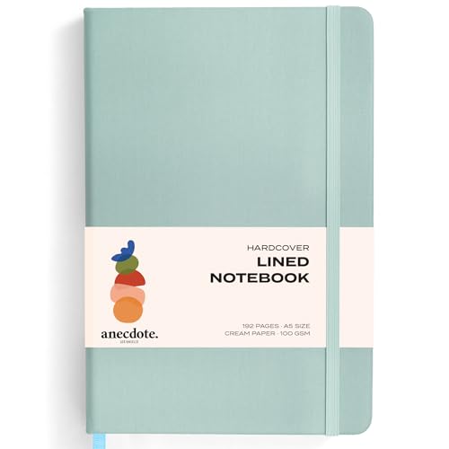 Anecdote Lined Journal Notebook,192 Pages, A5 size: 8.3" x 5.4"| Hardcover - color: Dutch Blue, size: 8.3" x 5.4"
