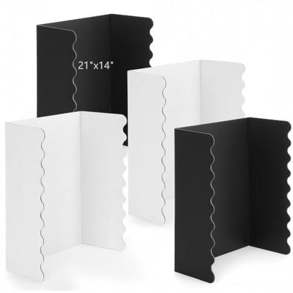 Mooliwe 21" X 14" 4 Pack Scalloped Trifold Poster Board, Black White - color: Black White, size: 21" X 14"