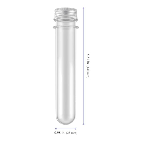 50 PCS Plastic Test Tubes with Aluminum Screw Caps, 40ml Clear Test Tubes for Plant Propagation, Candy, Bead Storage, Bath Salt, Party Decor, 140 x 25 mm, 5.5 x 1 inch