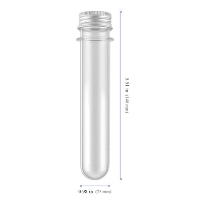 50 PCS Plastic Test Tubes with Aluminum Screw Caps, 40ml Clear Test Tubes for Plant Propagation, Candy, Bead Storage, Bath Salt, Party Decor, 140 x 25 mm, 5.5 x 1 inch