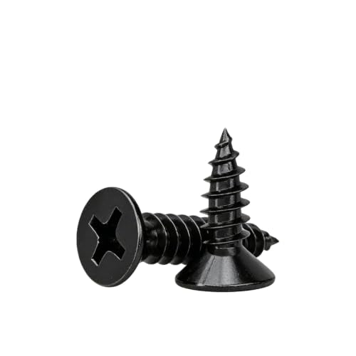 #4 Flat Head Phillips Wood Screws 150Pcs, Carbon Steel, 5/16" - color: Black, size: #4 x 5/16''-150pcs