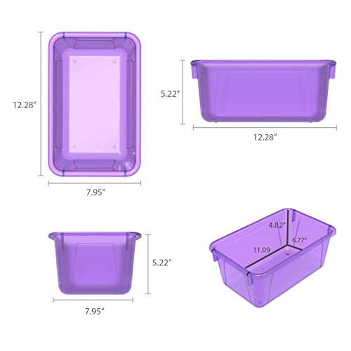 Storex Small Cubby Bin, 12.2 x 7.8 x 5.1 Inches, 5-Pack, Candy Violet (62478U05C) - color: Tint Violet, style: Bin Only