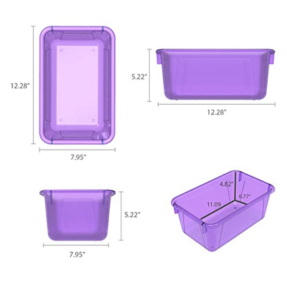 Storex Small Cubby Bin, 12.2 x 7.8 x 5.1 Inches, 5-Pack, Candy Violet (62478U05C) - color: Tint Violet, style: Bin Only
