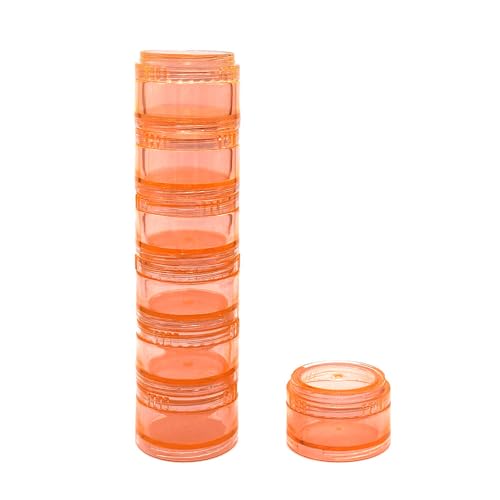 HaiSea 7-Compartment Stackable Pill Organizer, Round Daily Travel Pill Case - color: Orange