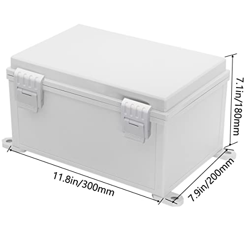 Zulkit Junction Box ABS Plastic Waterproof IP65 Electrical Boxes Hinged Shell Outdoor Universal Project Enclosure with Mounting Plate and Wall Brackets Grey 11.8 x 7.9 x 7.1 Inch - size: 11.8" x 7.9" x 7.1"