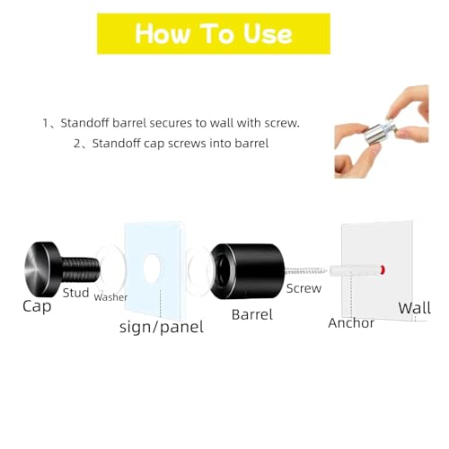 Sign Standoff Screws 3/4" x 1" Stainless Steel Stand Offs Wall Mounts Black - color: Black, size: 3/4x1 in