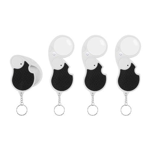 Rongon 5X Magnifying Glasses with Light, Keychain Pocket Folding Magnifier - color: Black-4pcs